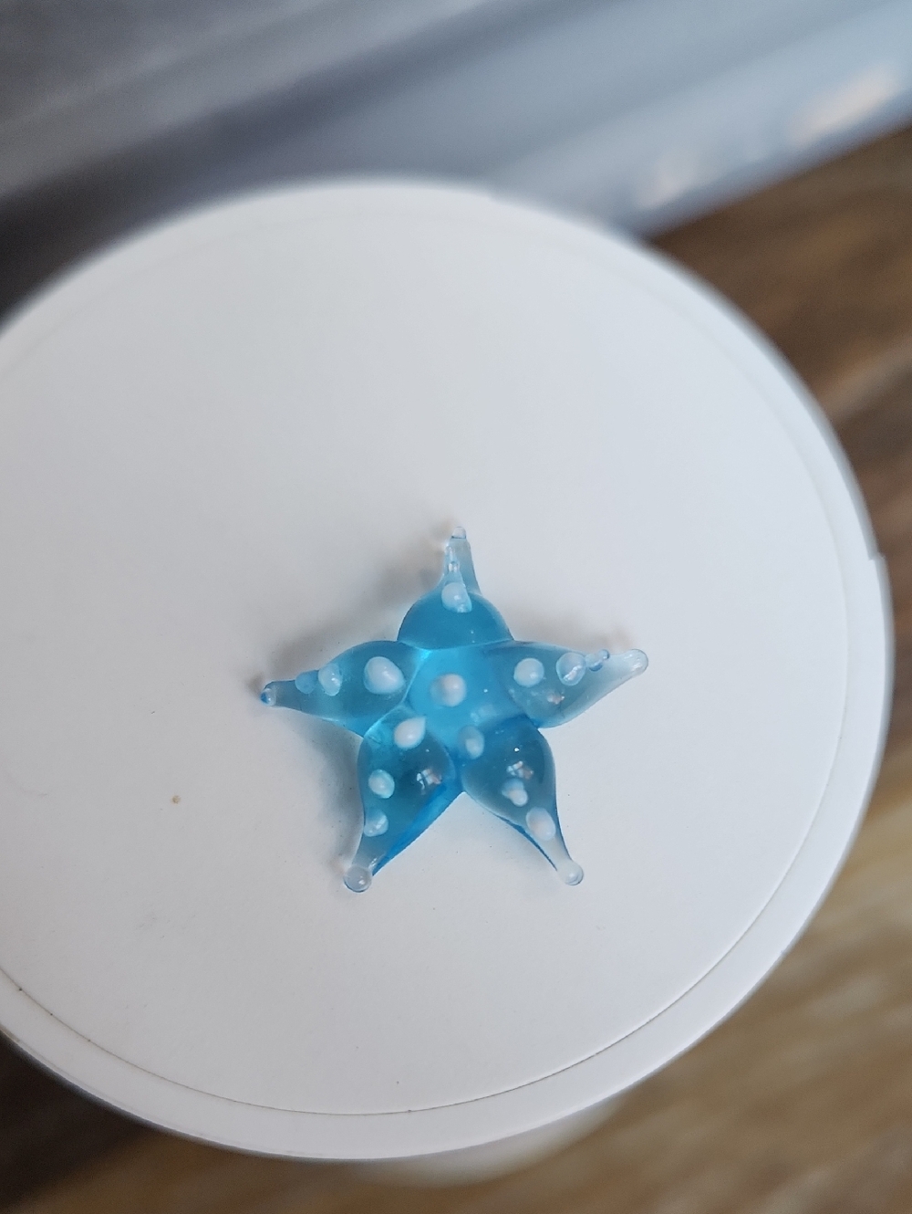 Mini Ganz Blue White Starfish Blown Glass